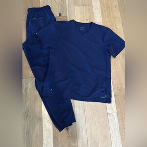 Men’s Jaanuu Deep Blue V-Neck Scrub Set